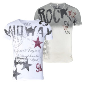 Short Sleeve Round Neck All Over Pigment Printed T-shirt