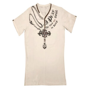 Short Sleeve Round Neck All Over Pigment Printed T-shirt